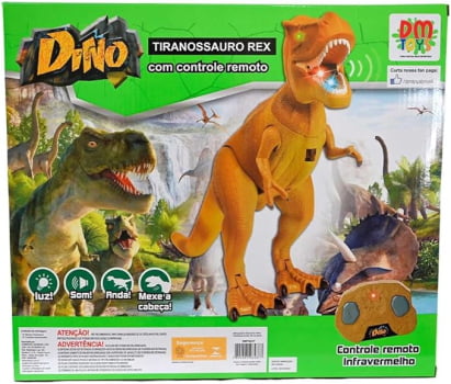 Boneco Dino Tiranossauro Rex com Controle Infravermelho – DM Toys